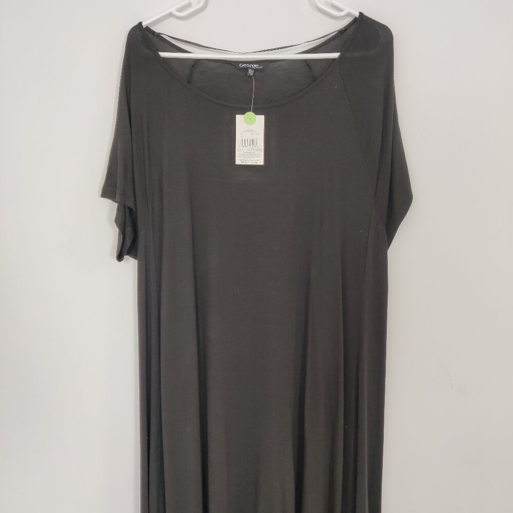 NEW George Women's Raglan Dress Size XXL Black Rayon Stretch Soft Comfy Summer